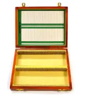 Eisco Labs Wooden Microscope Slide Box, 100 - 25x75mm Slides