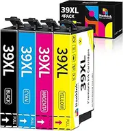 Hookink 39XL Ink Cartridges Compatible for Epson 39XL 39 XL Ink Cartridges for Expression Home XP-4105 XP-2105 Printer 4-Pack (1B 1C 1M 1Y)