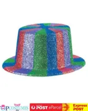 Glitter Top Costume Hat Rainbow Pride Burning Man Festival Mardi Gras