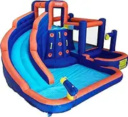 Hapcap 14ftx12ft Inflatable Bounce House Water Slide for Kids, Inflatable Water Park Bouncy House with Blower, Sprinkler, Water Sprayer, Jumping Area, Curved Slide for Kids Backyard Jumper Castle