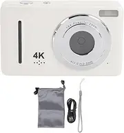 4K Digital Camera, 64MP 18X Zoom, for YouTube Vlogging Portable Compact Travel Camera, 2.4inch Screen, for Beginner Student Teens (White)