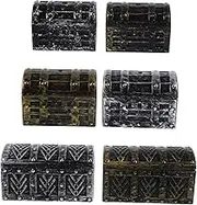 Mini Pirate Treasure Chests 6pcs Vintage Treasure Boxes Decorative Mini Storage Boxes Party Favors Multi-size Plastic Toys for Boys and Girls