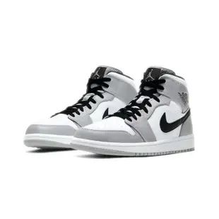 【NIKE 耐吉】Air Jordan 1 Mid Light Smoke Grey 煙灰 黑勾 高筒鞋 554724-092