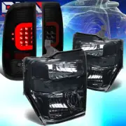 FIT 2008-2010 FORD SUPER DUTY RED LED BAR TINTED TAIL LIGHT+CLEAR EURO HEADLIGHT (for: Ford)