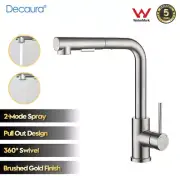 Decaura WELS Pull-out Kitchen Mixer tap 2-Mode 360° Swivel Sink Faucet Nickel