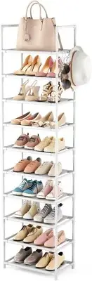 10 Tiers Tall Shoe Rack 20-25 Pairs Boots Organizer Storage Sturdy Narrow Shoe