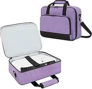 Projector Carry Case, Projector Bag with Accessories, Storage Bags, Adjustable Shoulder Straps, Portable Carry Bag, Compatible with Epson BenQ ViewSonic and Most Mini Projectors (Purple)