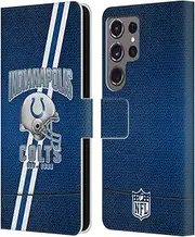 Head Case Designs Officially Licensed NFL Football Stripes Indianapolis Colts Logo Art Leather Book Wallet Case Cover Compatible with Samsung Galaxy S24 Ultra 5G