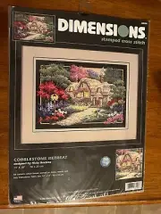 2001 Dimensions Stamped Cross Stitch Kit #3204 Cobblestone Retreat Nicki Boehme