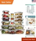 35 Pc Set Glass Food Storage Containers with Lids - Meal Prep Airtight Bento ...