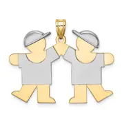 14k Two-tone Gold Two-tone Gold Large Double Boys Engravable Charm