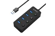Orico W9PH4-U3-BK 4 Port Bus Powered USB 3.0 Hub with Individual Power Switches LEDs W9PH4