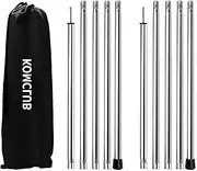 KOMCLUB Tarp Poles 198cm/78.1in Adjustable Camping Tent Poles Sturdy Lightweight Stainless Steel Shade Pole for Awnings Canopy Rain Fly Shelter 19mm Set of 2
