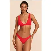 Red Boomerang Tanga Bikini Bottom, Red