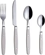 EXZACT Cutlery Set 24pcs Stainless Steel - with Rivet Craft Handles/Retro Style Flatware - 6 x Dinner Forks, 6 x DinnerKnives, 6 x Table Spoons, 6 x Tea Spoons -Serves 6 (Cream)