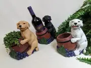Adorable Dog Wine Bottle Holder, Black Labrador, Golden Retriever, and Dalmatian