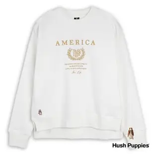 【Hush Puppies】女裝 上衣 前短後長印刺繡圖騰長袖上衣(白色/34210106)