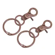 44mm Swivel Clasps Lanyard Snap Hook with Binder Ring for DIY Brown 2Pcs