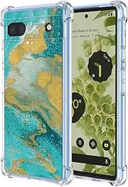 [JDYGWK] for Pixel 6A Google 6A Case Clear Flower Pattern,Soft TPU Silicone,Thin,Shockproof,Anti-Scratch Protective Cover for Google Pixel 6A,Green Sea