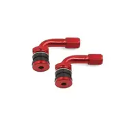 TDR 2pcs Red Car Motocycle Tyre Tire Valve Tubeless Metal Valve Stems With Dust Caps