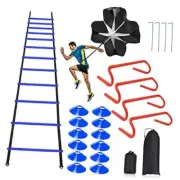 Speed & Agility Ladder Training Equipment Set, Includes 12 Rung 20ft blue