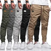 Men's Cargo Pants Cargo Trousers Joggers Trousers Casual Pants Drawstring Elastic Waist Elastic Cuff Plain Sports Outdoor Running Streetwear Workout ArmyGreen