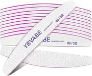 12Pcs Nail File,180/240 Grit Double Sided Nail Files, Professional Reusable Emery Boards Manicure Tool for Precision Nail Shaping, Professional Salon Quality, Dual Grit Manicure and Pedicure Tool（Moon）