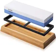 Knife Sharpening Stone Kit 2 Side Grit 1000/6000 Professional Whetstone Sharpener Stone Set Waterstone with Non-slip Bamboo Base for Kitchen, Pocket Knives, Blades, Hunting
