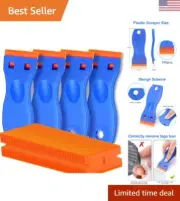 4 Pcs Pastic Razor Bade Scraper and 100 Pcs Bades, Remove abe Deca Too， Forwi...