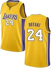 Guols Regular No.24 K-obe B-ryant Embroidery V-Neck Style Basketball Jersey, Men's Lakers Basketball Uniform, Polyester Material, Breathable