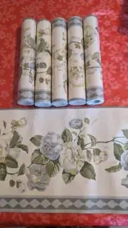 5 Rolls Vintage Sealed Waverly Wallpaper Border Pre-Pasted 10.25" X 5 Yds Roses