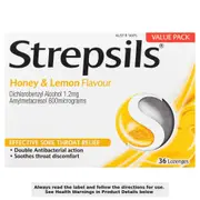 Strepsils Sore Throat Relief Honey & Lemon Lozenges 36 Pack