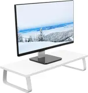 24" Wood Steel Monitor Stand Desk Organizer White