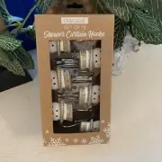 SNOWMEN SHOWER CURTAIN HOOKS SET OF 12 - NEW IN PACKAGE (silver)