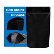 Loud Lock Mylar Bags 1,000 Count - 1/4 Ounce All Black Zip Seal Bags