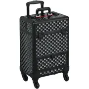 Yaheetech Rolling Makeup Train Case Aluminum Cosmetic Case with Wheels Barber...