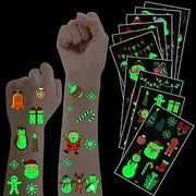 120 PCS Christmas Temporary Tattoos for Kids,Christmas Tattoo Luminous Stickers Stocking Stuffers Christmas Party Favors Glow in Dark，Tattoos Face Make up Gift Filler Decoration for Boys Girls
