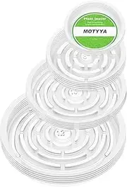 24 Pack of 6, 8, 10, 12 Inches Clear Plant Saucer Drip Trays, with 15 Pcs Plant Labels, Plastic Plant Pot Saucers Flower Pot Set for Indoor Outdoor Garden, Assorted Sizes, 6 Pcs of Each Size