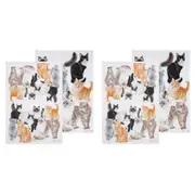 2x 2pc Ashdene Purrrfect Moments Kitchen Tea Towel Dish Cloth 50x70cm White