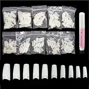 500pcs Natural French Nail Tips Set with Nail Glue, Beauties Factory Nails 10 Sizes Size 0-9 for Nail Salons DIY Extensions Design Manicure Kit