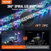 2 PCS 4 FT Whip Light, APP & RF Remote Control Led Whip Light, Waterproof 360° Spiral RGB Chasing Lighted Whips with 4 Flags, for UTVs, ATVs, Motorcycles, RZR, Can-am, Trucks, Off-road, Go-karts