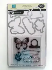 NIP Sizzix Framelits Stamp & Die Cut Set FOR THE RECORD 2 Butterfly