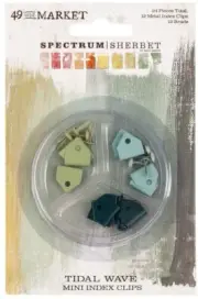Spectrum Sherbet Mini Metal Index Clips & Brads 24/Pkg-Tidal Wave - 3 Pack