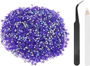 uxcell 4000pcs Flatback Rhinestones Resin, SS16 4mm Resin Rhinestones Bulk Round Shine Gems with Pickup Tools for DIY Nail Art Tumblers Mugs Clothes, Deep Purple