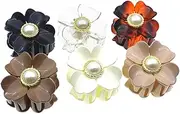 HONMEET 6Pcs Flower Hair Claw Clips Non Slip Ponytail Holders for Women for Daily Use Special Occasions Back Hair Clamp Styling