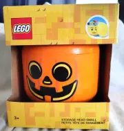 Lego Pumpkin Head Storage Container Halloween Jack O Lantern Small Candy Bowl