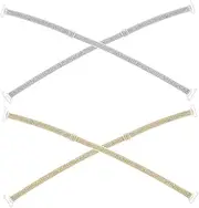[JEWEDECO] 2 Pairs Women Elastic Bra Straps Low Back Bra Extender Thin Shoulder Straps Anti-slip Design for