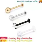 4PCS Surgical Steel Labret Piercing Stud For Lip Ear with Zirconia Gems