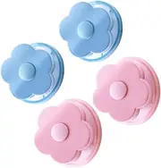 KOMBIUDA Hair Remover Cleaning Bag 4 Pack Wash Ball for Hair Removal Laundry Ball Filter Bag Unique Flower Design Safe for Washing Machines for Denim Cotton Random Color