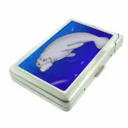Manatee Cartoon Em1 Cigarette Case with Built in Lighter Metal Wallet